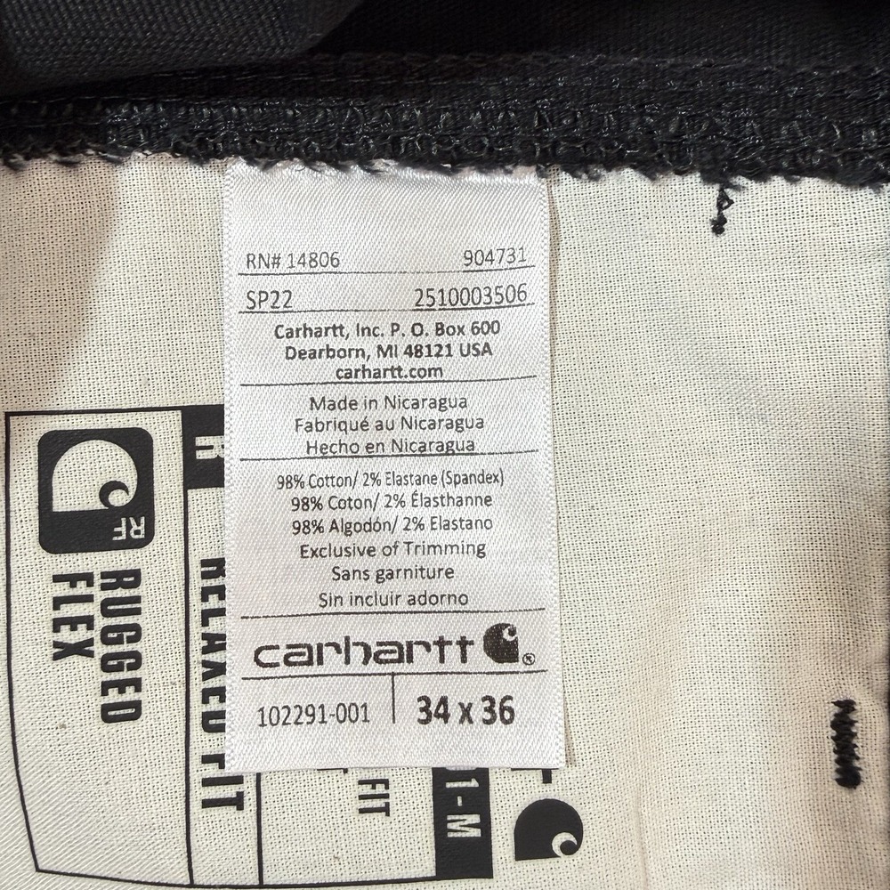 Carhartt Rigby Pants Relaxed Fit Straight Leg Mens 34X36 Black Work Dungaree NEW - Picture 7 of 10